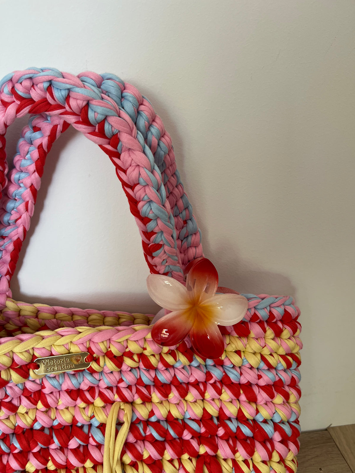 Sac Cabas Solène en Rose, Orange, Jaune & Bleu