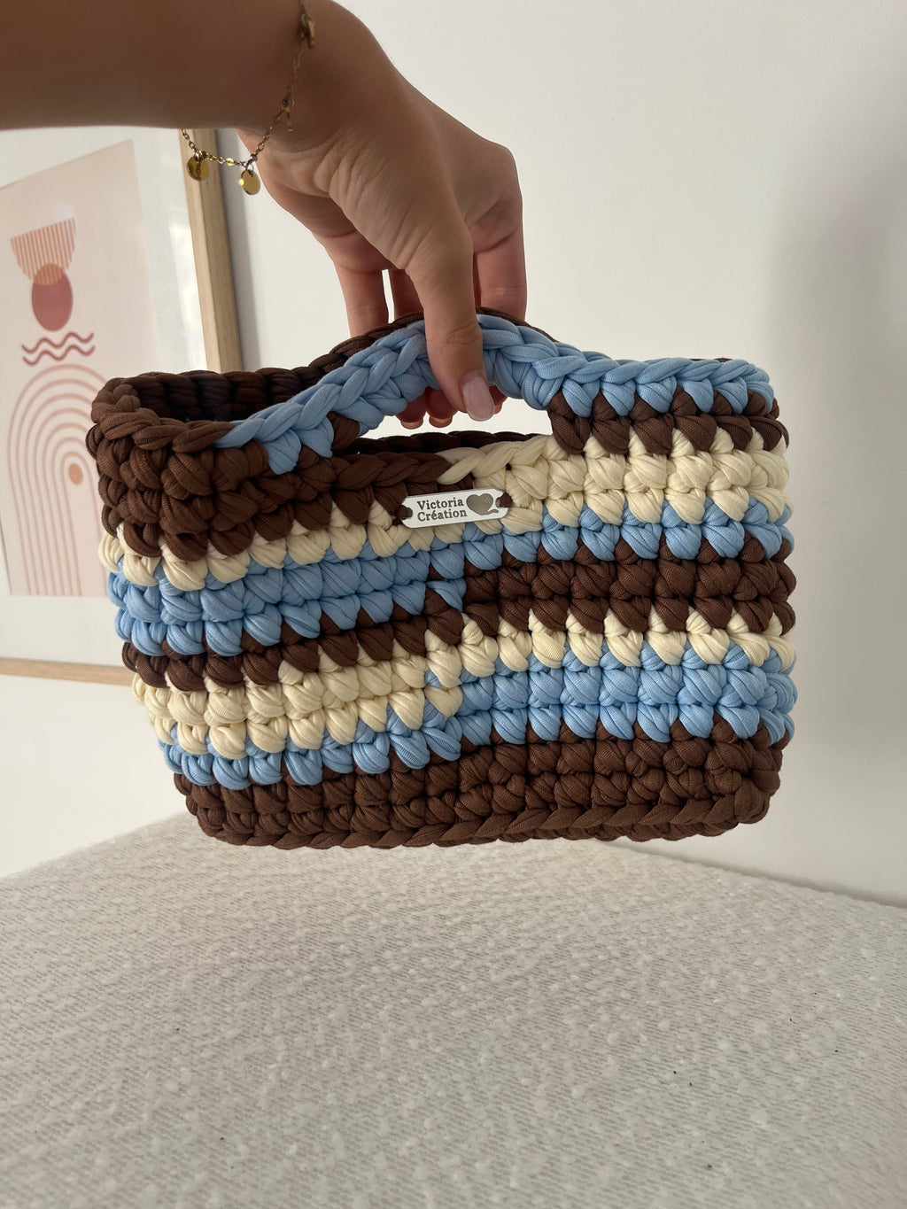 Sac Lola Marron, bleu et blanc