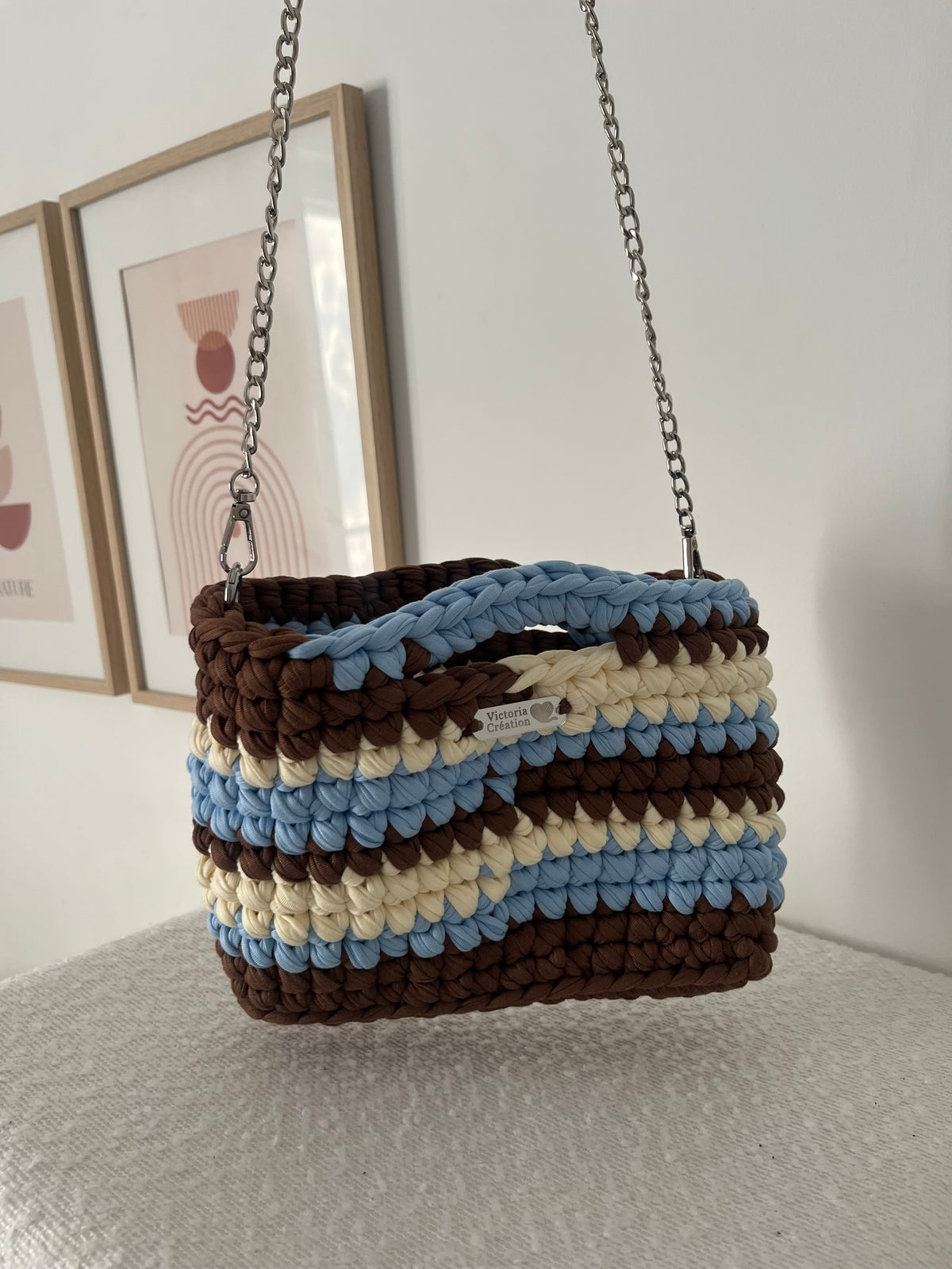 Sac Lola Marron, bleu et blanc