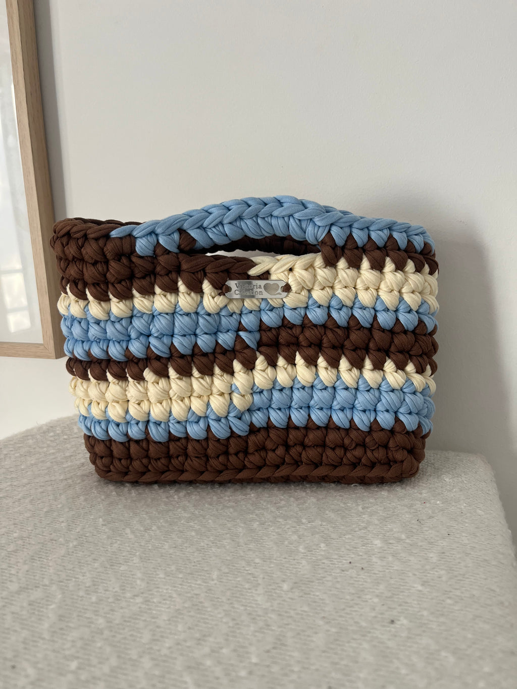 Sac Lola Marron, bleu et blanc