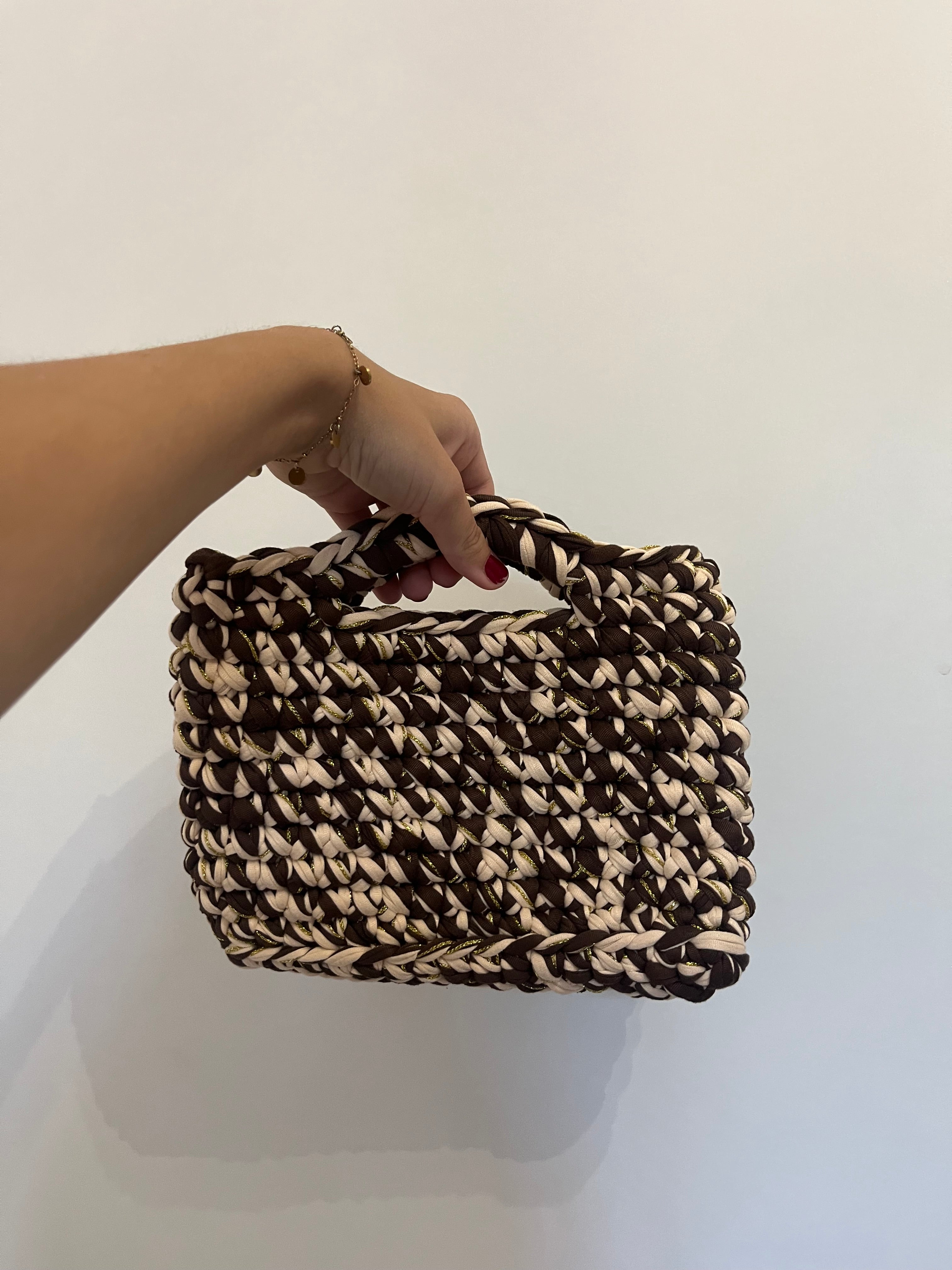 Sac bandoulière, Dolce Vita, marron et beige doré ￼