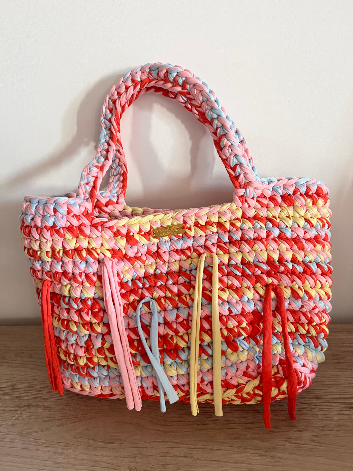 Sac Cabas Solène en Rose, Orange, Jaune & Bleu