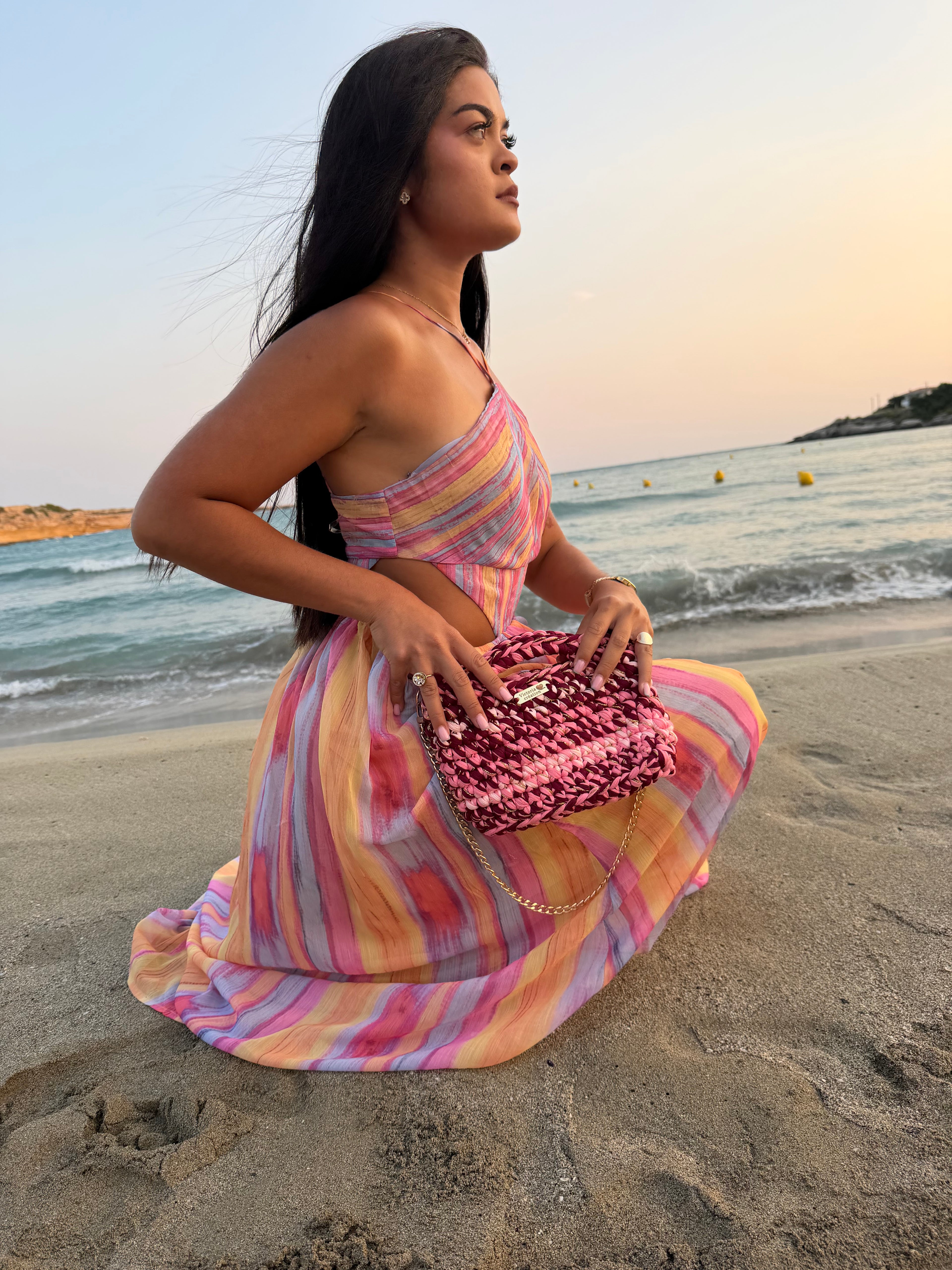 Sac à main Dolce Vita bordeaux, rose, dorée