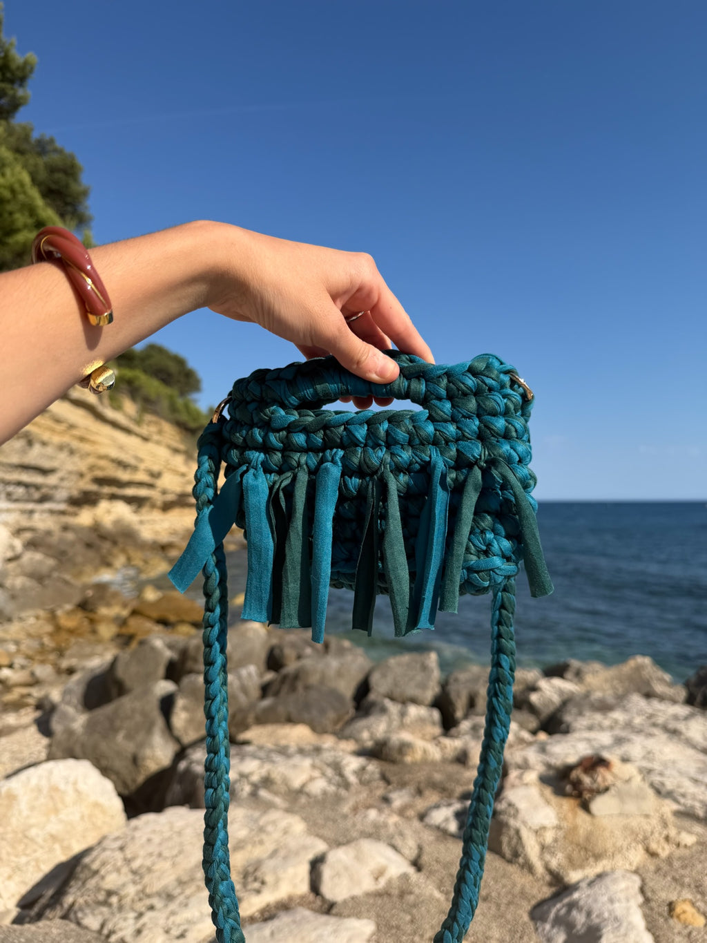 Sac bandoulière Alya Vert et Bleu