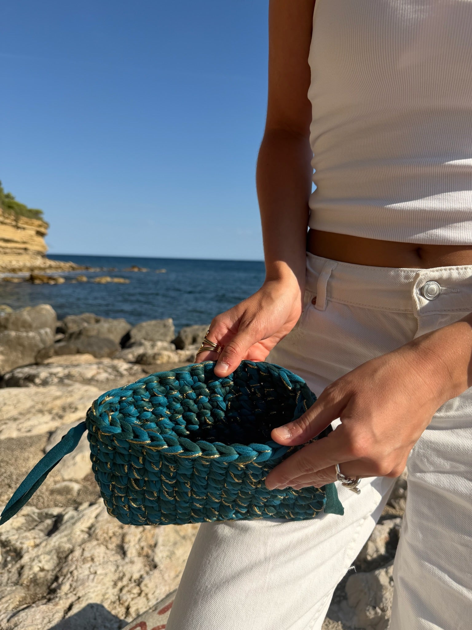 Pochette Élora Vert et bleu doré