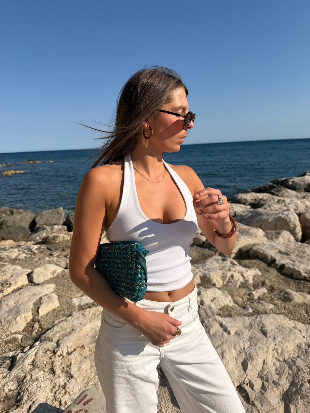 Pochette Élora Vert et bleu doré