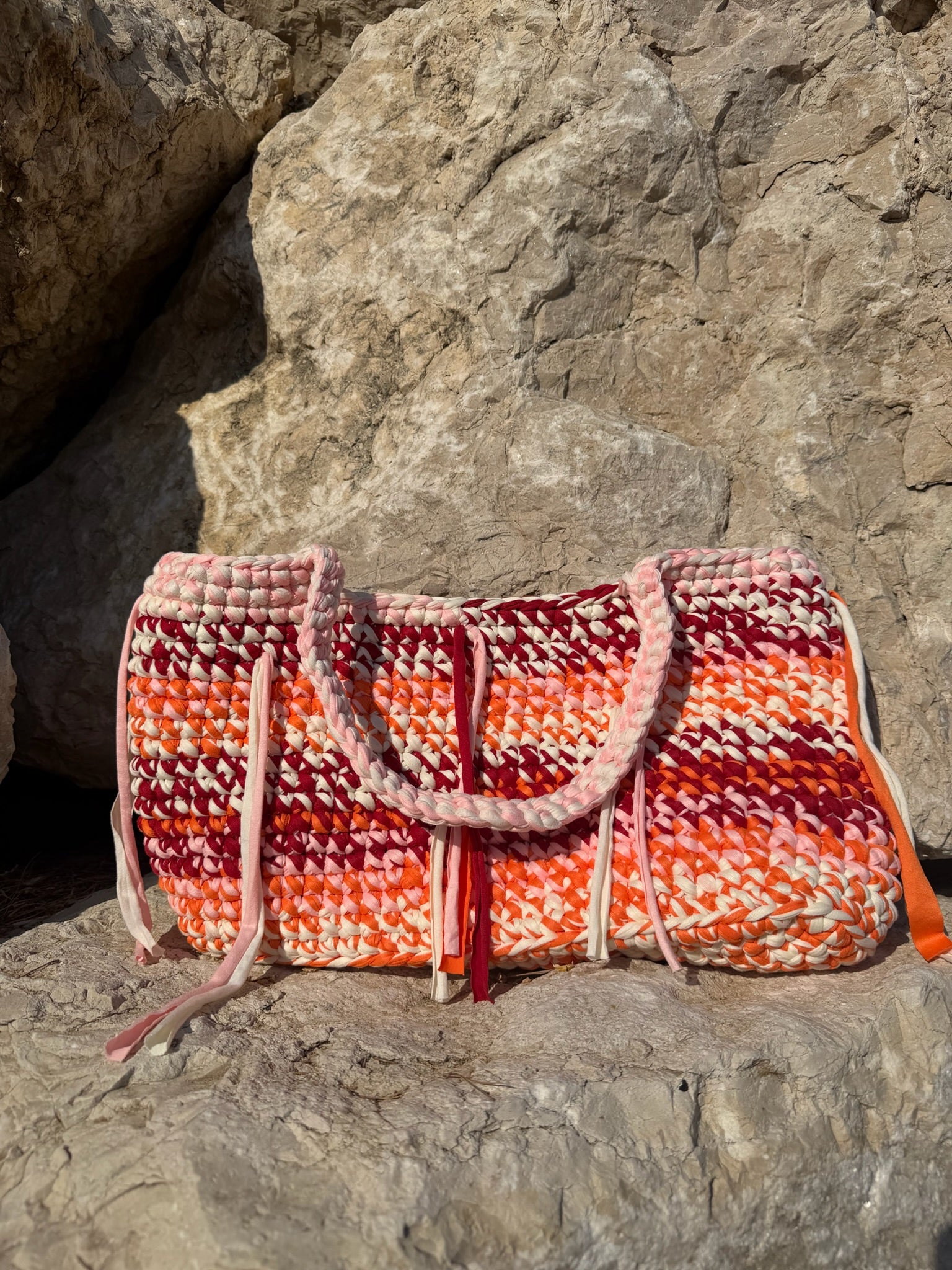 Sac cabas Solène Orange, Rose, Rouge et blanc