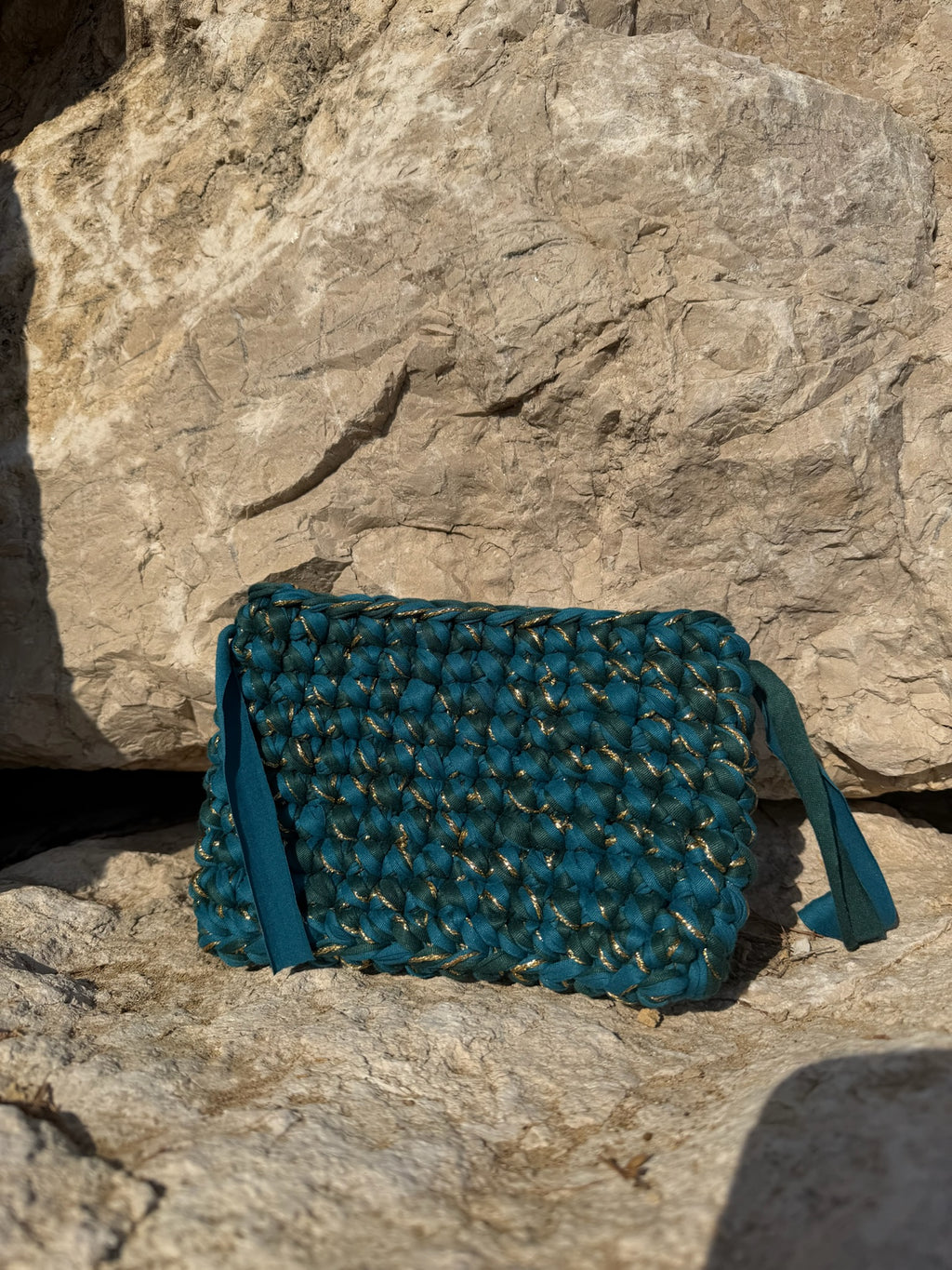 Pochette Élora Vert et bleu doré