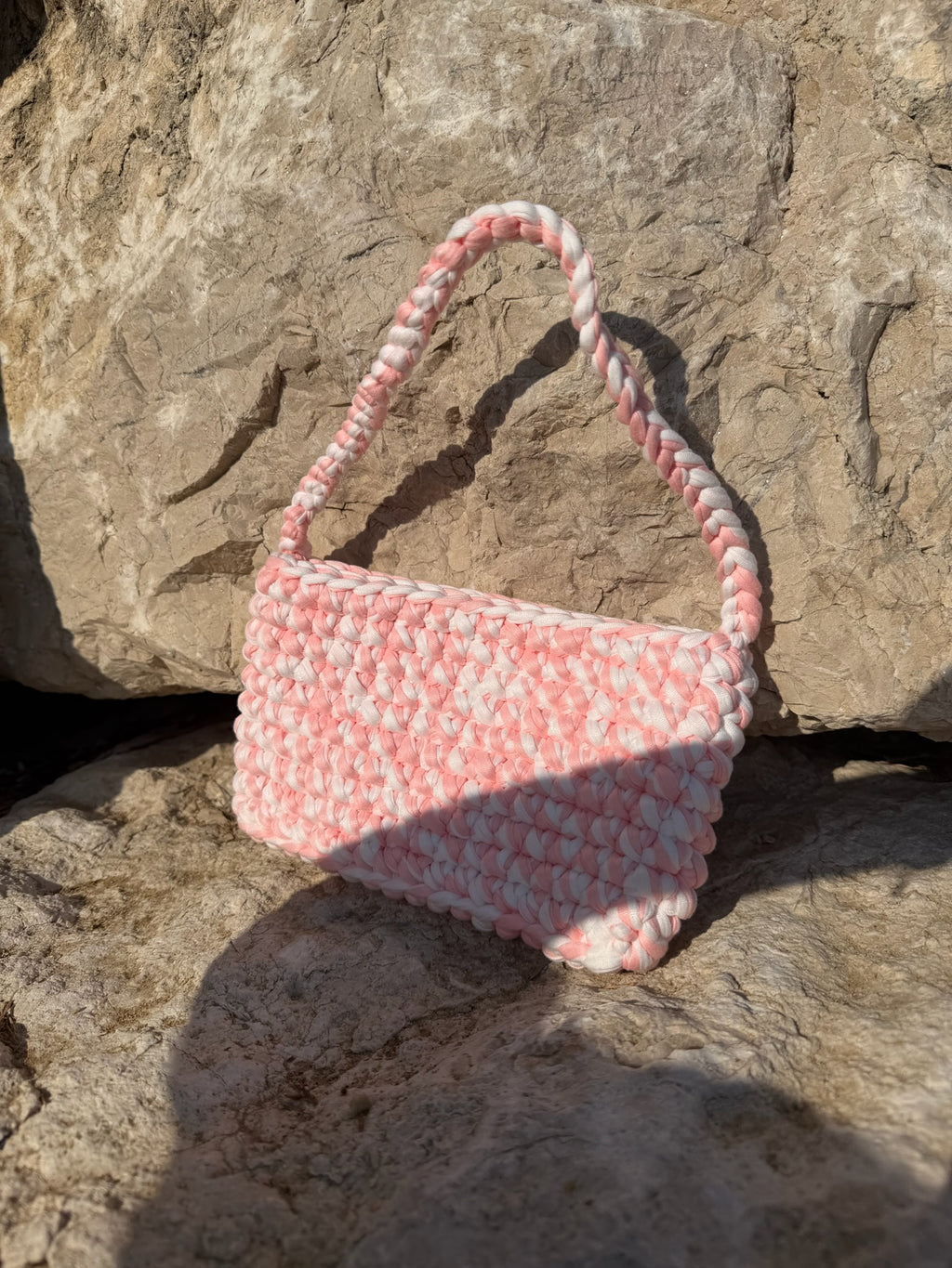 Sac épaule Alba Rose et Blanc