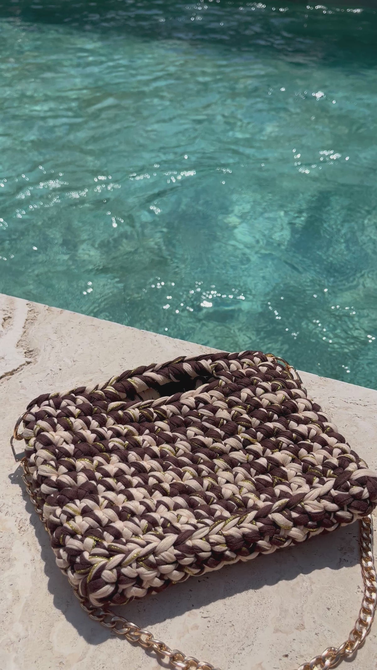 Sac bandoulière, Dolce Vita, marron et beige doré ￼