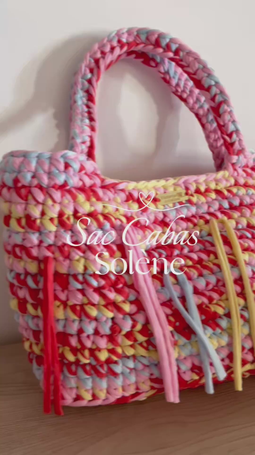 Sac Cabas Solène en Rose, Orange, Jaune & Bleu