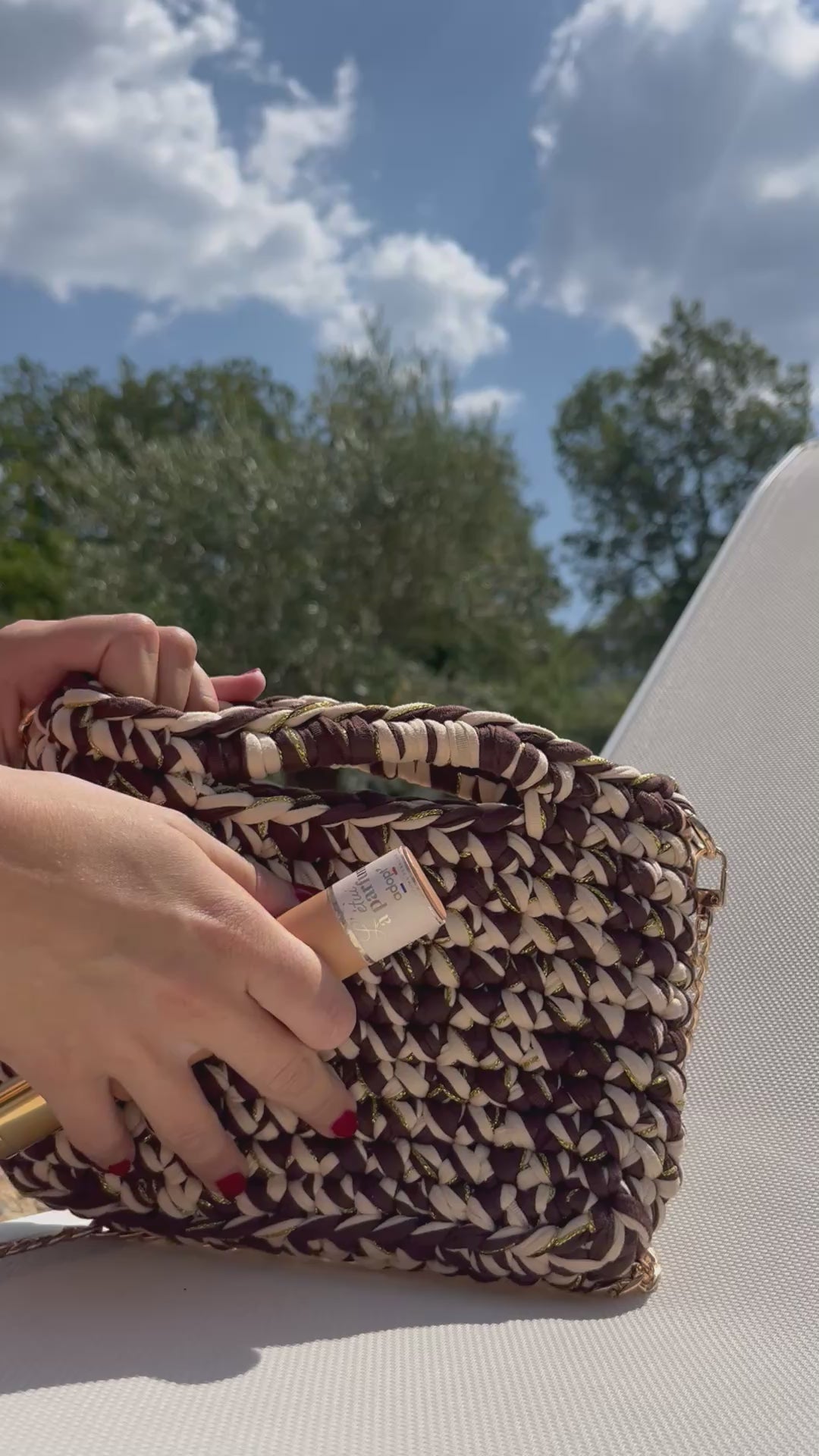 Sac bandoulière, Dolce Vita, marron et beige doré ￼